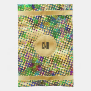 Roligt Psychedelic med en Splatter av guld pricker Kökshandduk