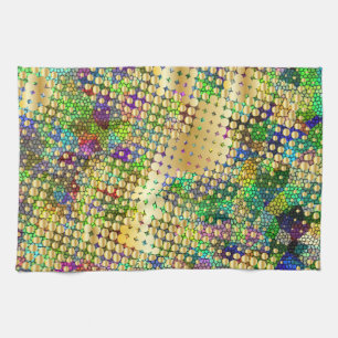Roligt Psychedelic med en Splatter av guld pricker Kökshandduk