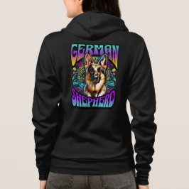Roligt Psychedlic German Shepherd Hund T Shirt