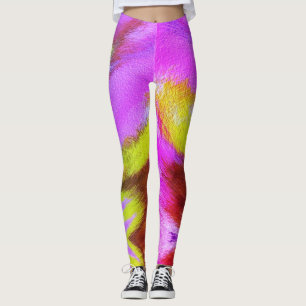 Roligt Psykedeliskt färgat Hårig Mönster Leggings