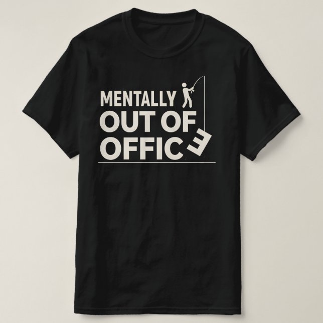 Roligt Psykiskt Utanför Kontoret Fiskedesign T Shirt (Design framsida)