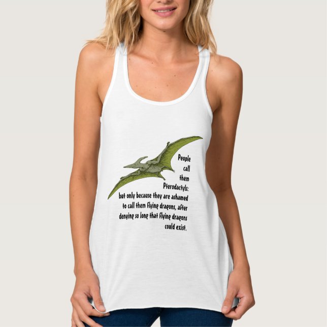 Roligt Pterodactyl Dragon Dinosaur Linne Med Racerback (Framsida)