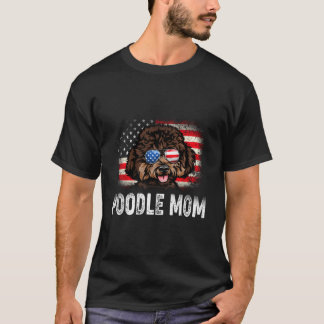 Roligt, Pudel Mamma, Amerikanska Flagga T Shirt