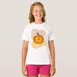 Roligt Pumpkin & Abstrakt Blob Shape Halloween Gir T Shirt