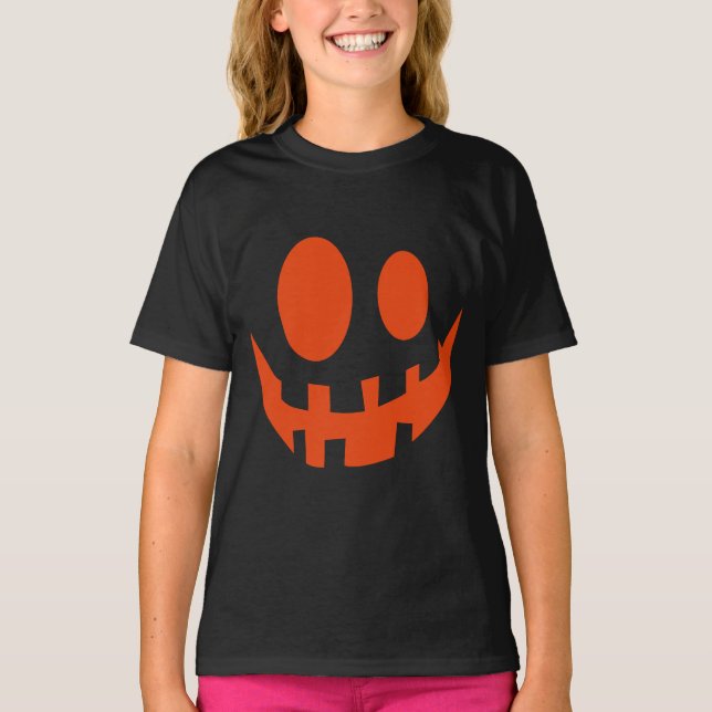 Roligt Pumpkin Jack o lantern Ansikte Halloween T Shirt (Framsida)