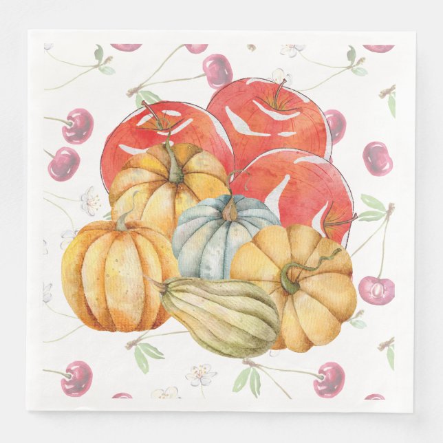 Roligt Pumpkin och Apples Fallsäsong Pappersservett (Framsida)