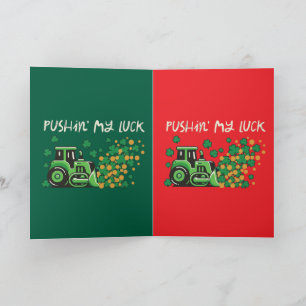 Roligt "Pushin' My Luck" St. Patrick's Day Bulldoz Kort