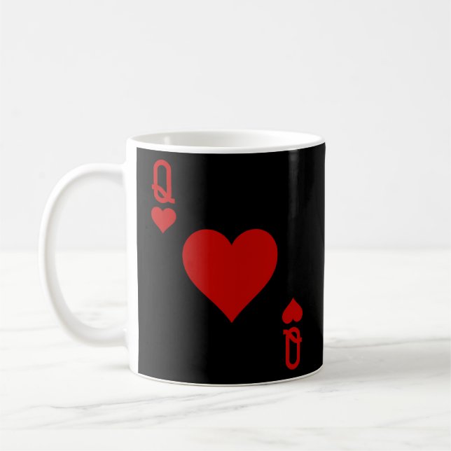 Roligt Queen of Hearts - Spelkort Kaffemugg (Vänster)