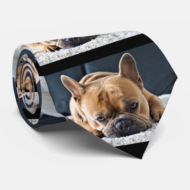 Roligt Querky Cute Fransk Bulldog Tie Slips (Rullad)