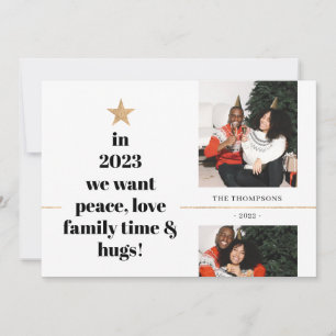 Roligt Quote Family Photo Minimalist Guld Glitter Julkort