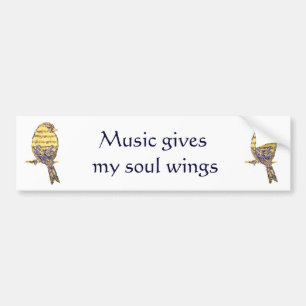 Roligt Quote Music ge min själ vingar Bird Bildekal