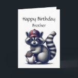 Roligt Raccoon Brother Baseball Birthday Animal Kort<br><div class="desc">Roligt Raccoon Brother Baseball Birthday Animal</div>