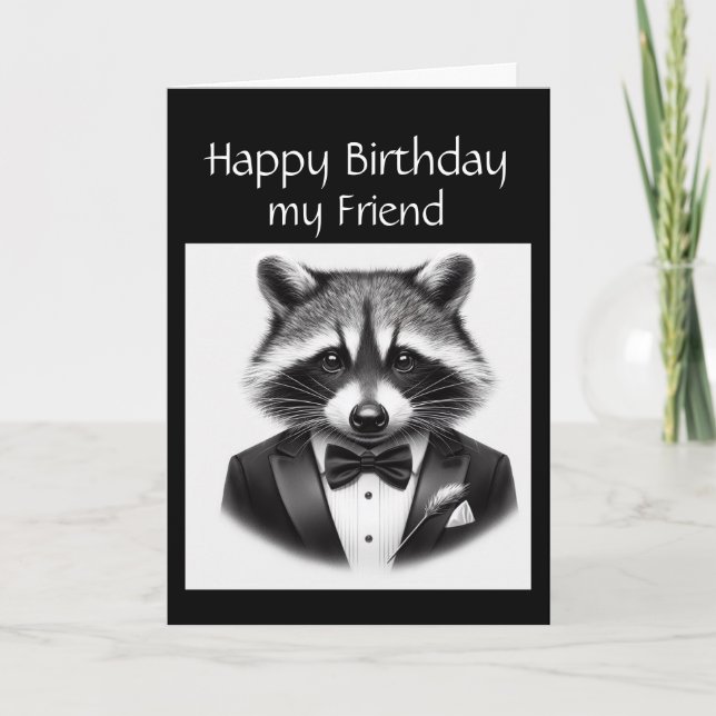 Roligt Raccoon Friend a sant gentleman Raccoon Kort (Framsida)
