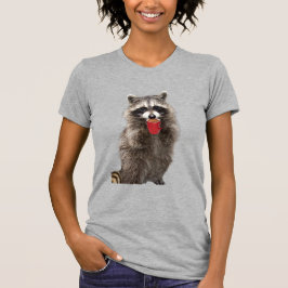 Roligt Raccoon Holding Coffee Kopp Animal Humor T Shirt