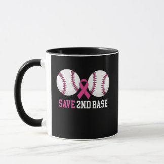 Roligt Rädda 2nd Base Baseboll Bröstcancer Mugg
