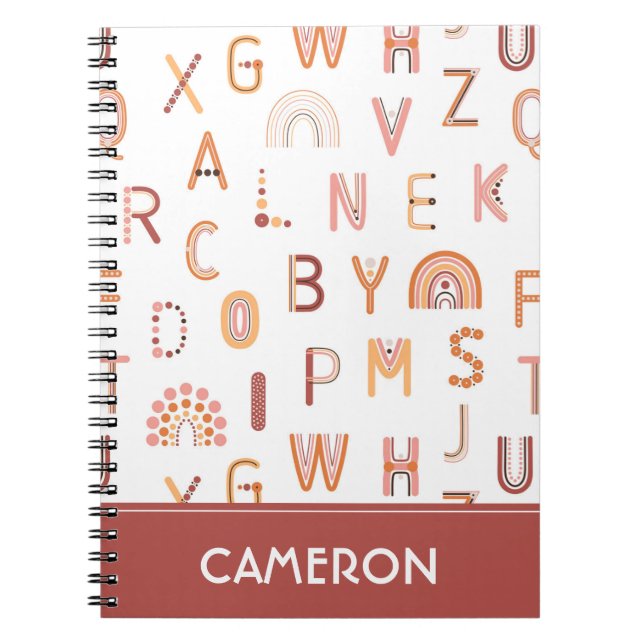 Roligt Rainbow Alphabet Mönster Anteckningsbok (Framsidan)