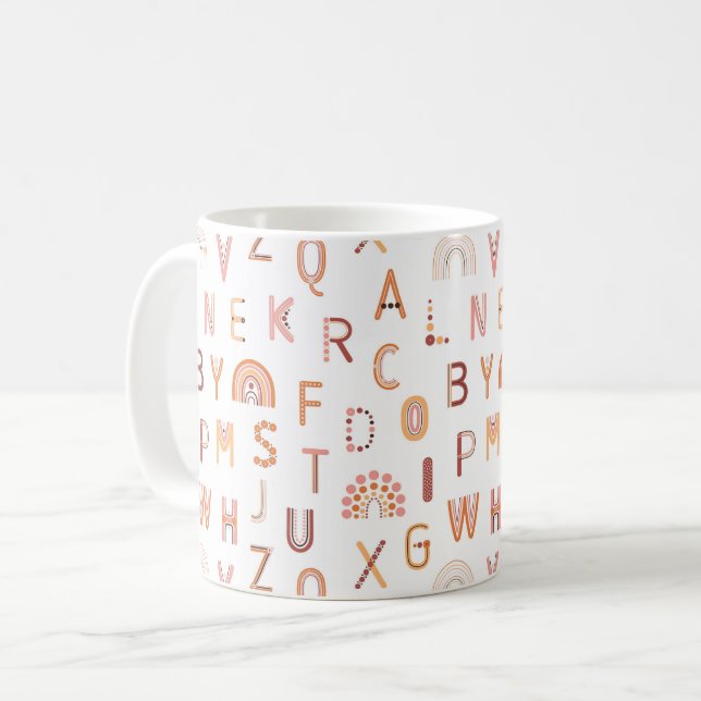 Roligt Rainbow Alphabet Mönster Kaffemugg (Framsida vänster)