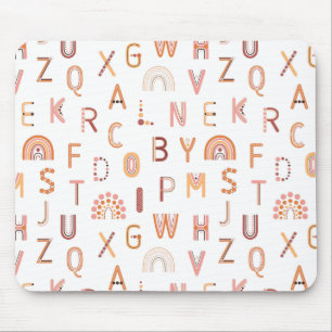 Roligt Rainbow Alphabet Mönster Musmatta