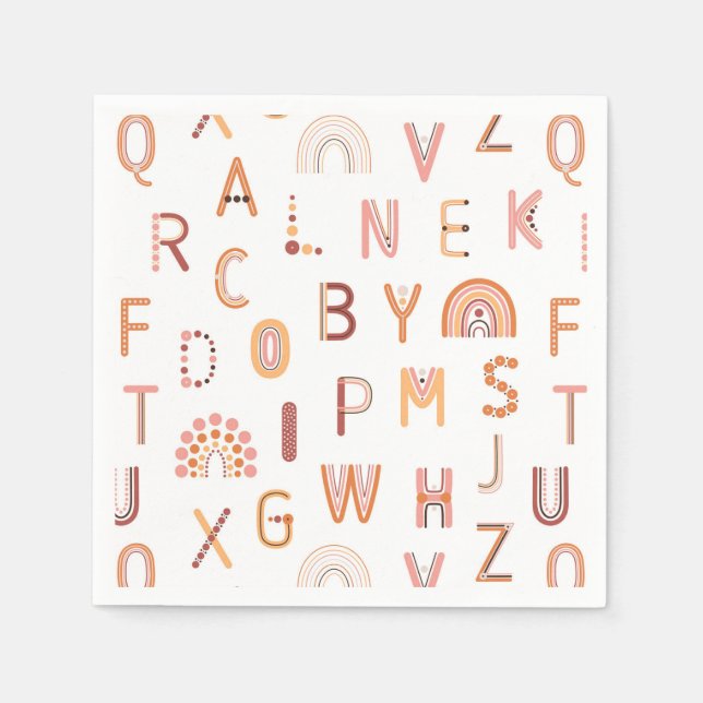 Roligt Rainbow Alphabet Mönster Pappersservett (Framsidan)