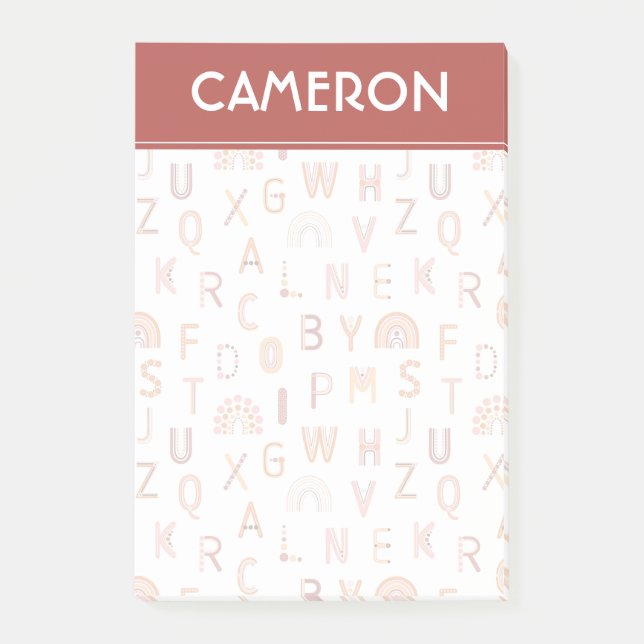 Roligt Rainbow Alphabet Mönster Post-it Block (Framsida)