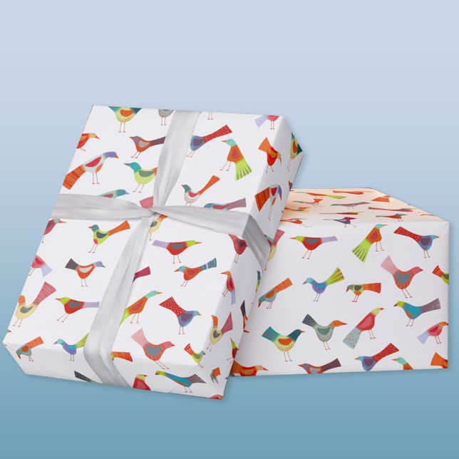 Roligt Rainbow Bird Presentpapper (Fun Rainbow Bird gift wrap)