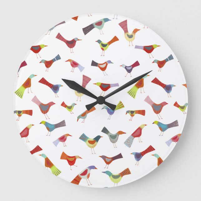 Roligt Rainbow Bird Stor Klocka (Framsida)