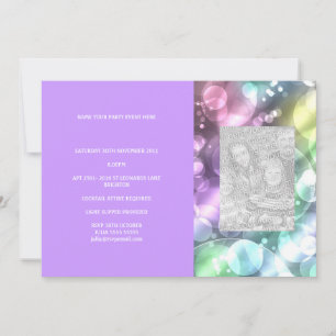 Roligt Rainbow Bubbles Lila Photo Inbjudan