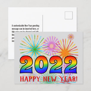 Roligt, Rainbow Färg 2022 + "GOTT NYTT ÅR!" Vykort