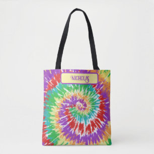 Roligt Rainbow Färg Retro Tie Dye Tote Bag Tygkasse