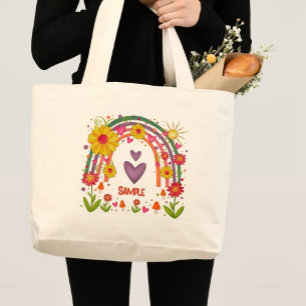 Roligt Rainbow Flowers Anpassade Inspirief Jumbo Tygkasse
