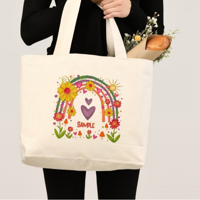 Roligt Rainbow Flowers Anpassade Inspirief Jumbo Tygkasse (Skapare uppladdad)