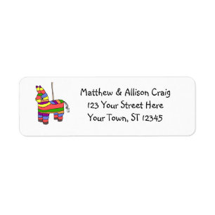 Roligt Rainbow Llama Pinata Design Returadress Etikett