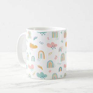 Roligt Rainbow & Rain Cloud Mönster Kaffemugg