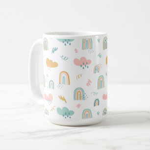 Roligt Rainbow & Rain Cloud Mönster Kaffemugg