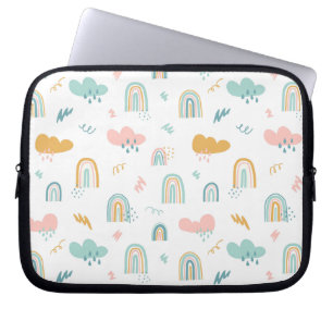 Roligt Rainbow & Rain Cloud Mönster Laptop Fodral