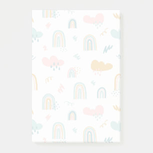Roligt Rainbow & Rain Cloud Mönster Post-it Block