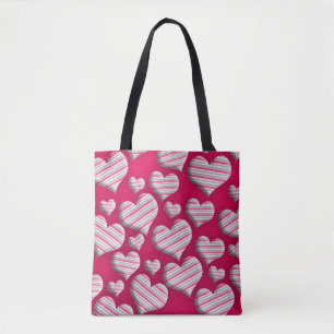 Roligt Rand Heart Shock rosa Roligt Cute Mönster D Tygkasse