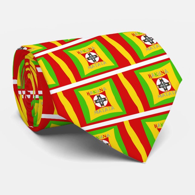 Roligt Rasta Färg Red Golden Grönt Slips (Rullad)