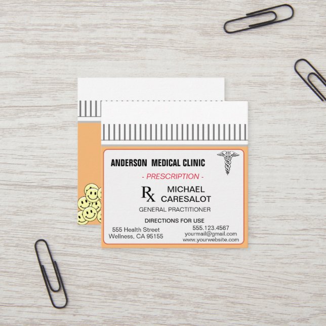 Roligt Recept Medical Affärskort Fyrkantigt Visitkort (Fram/Back In Situ)