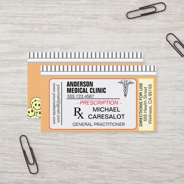 Roligt Recept Medical Affärskort Visitkort (Fram/Back In Situ)