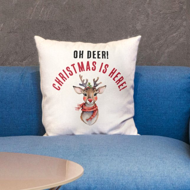 Roligt Red and White jul Rudolph Reindeer Paint Kudde (Skapare uppladdad)
