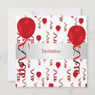 Roligt Red Balloons Speciellare Party, händelse Inbjudningar