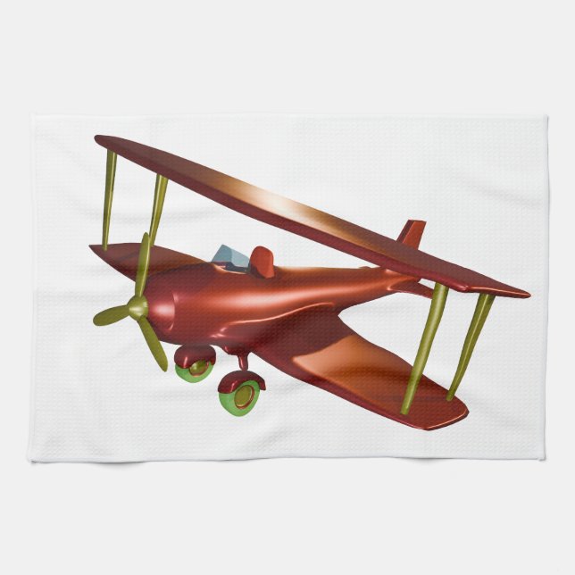 Roligt Red Bi-flygplan Aerspace Flight Kökshandduk (Horisontell)