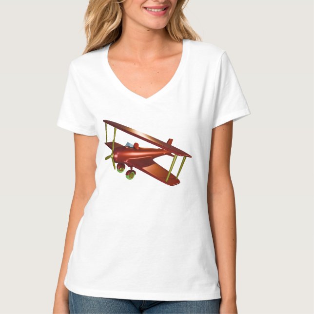 Roligt Red Bi-flygplan Aerspace Flight T Shirt (Framsida)
