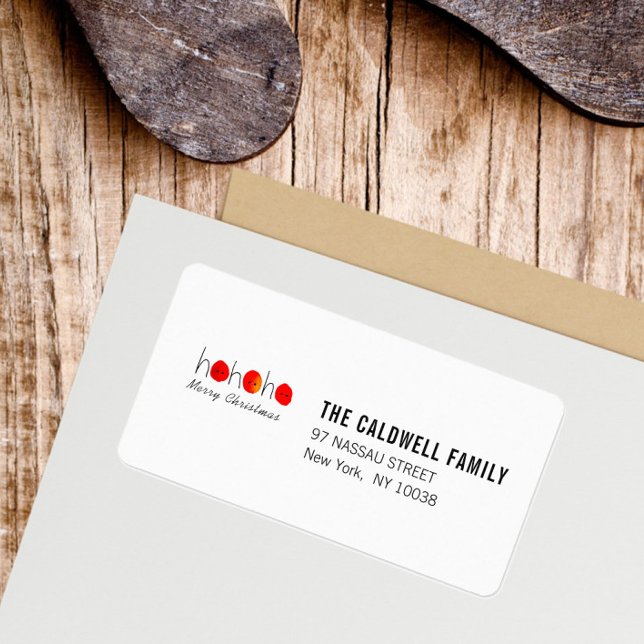 Roligt Red & Black Ho Ho-julen Adressetikett (Ho Ho Ho Christmas Return Address Label)