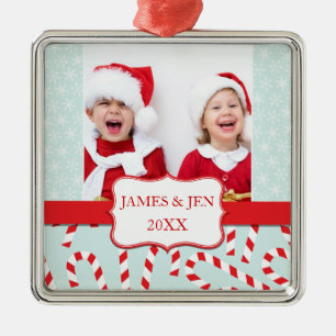 ROLIGT RED BLUE GOD JUL PHOTO ORNAMENT