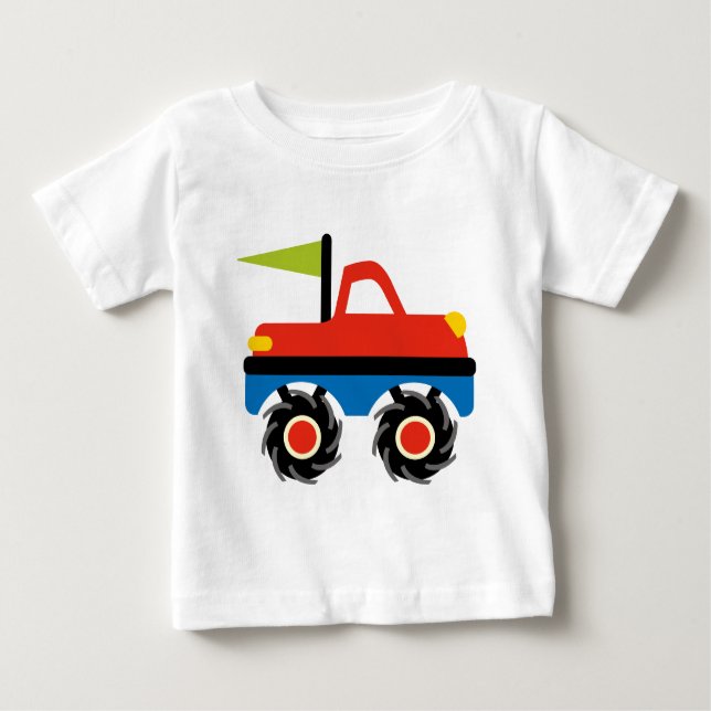 Roligt Red Blue Monster Lastbil Shirts T Shirt (Framsida)