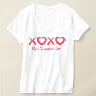 Roligt Red disted XOXO kärlek kisses Best Grandma T Shirt