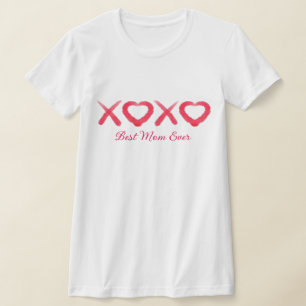 Roligt Red distinkt XOXO kärlek kysser Bästa Mamma T Shirt