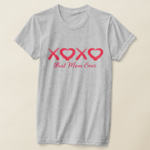 Roligt Red distinkt XOXO kärlek kysser Bästa Mamma T Shirt